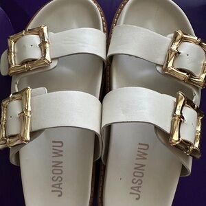 Jason Wu Gold and White Slide Sandals